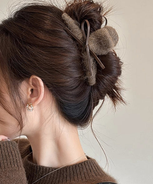 ヘアクリップバンスクリップ秋冬レディース リボンヘアアクセサリー韓国風可愛い しっかり挟めるまとめ髪簡単 オフィスカジュアル髪飾り 大人ヘアアレンジ ハーフアップ 21SHIPIN-122